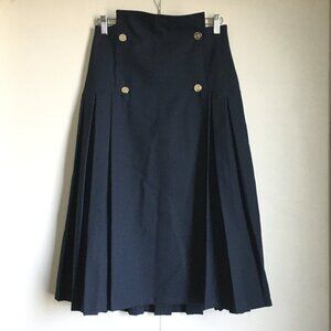 Designer Military Pleated Double-Breasted Skirt 28W